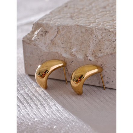Boucles d'oreilles géométriques lisses plaqué or véritable