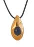 Collier pendentif onyx goutte d'eau cuir