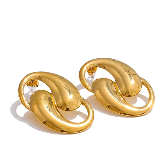 Boucles d'oreilles clous géométriques plaqué or véritable