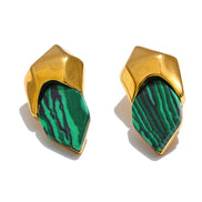Boucles d'oreilles puces malachite naturelle