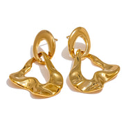 Boucles d'oreilles pendantes géométriques fête plaqué or véritable
