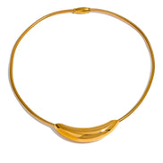 Collier ras-du-cou léger acier inoxydable plaqué or véritable