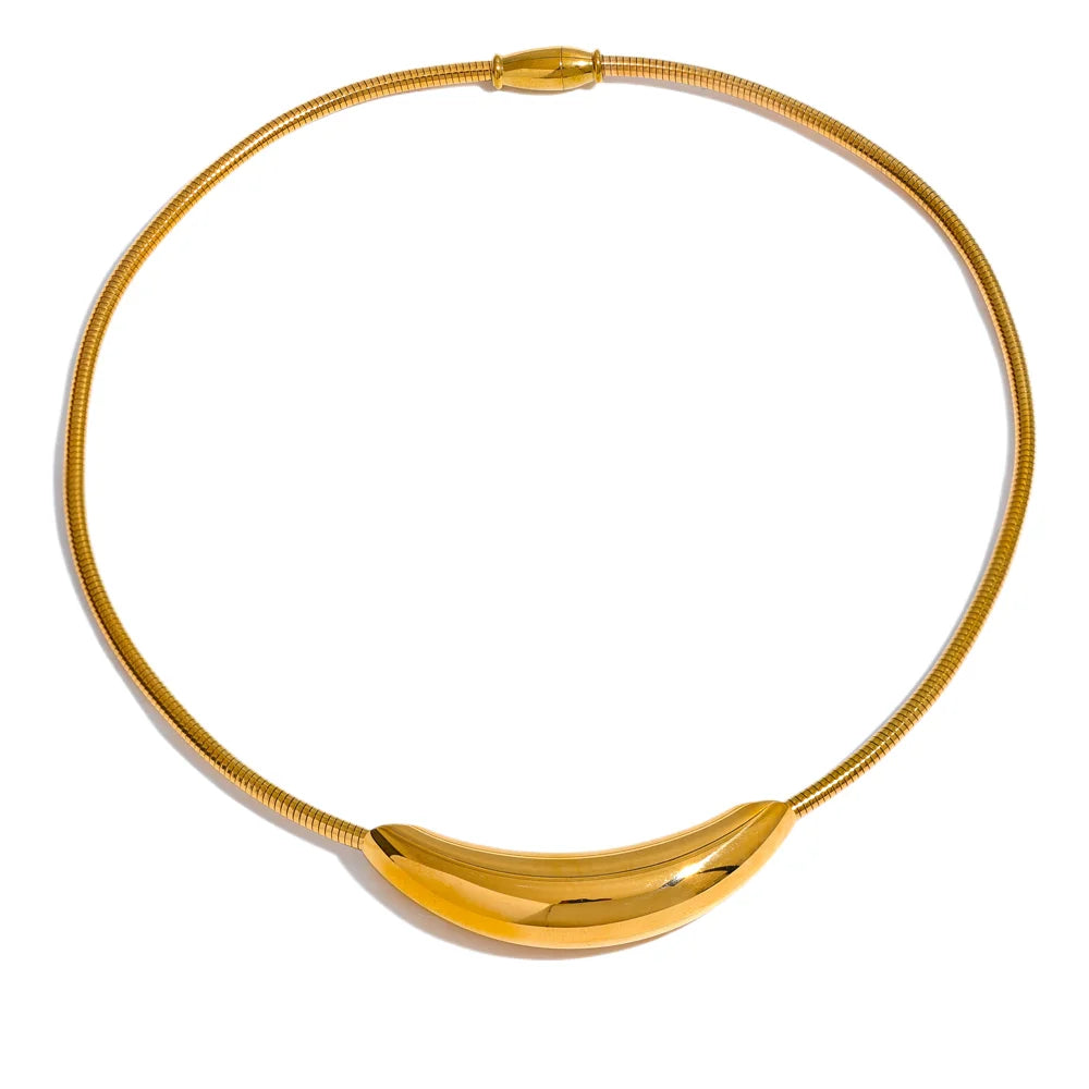 Collier ras-du-cou léger acier inoxydable plaqué or véritable