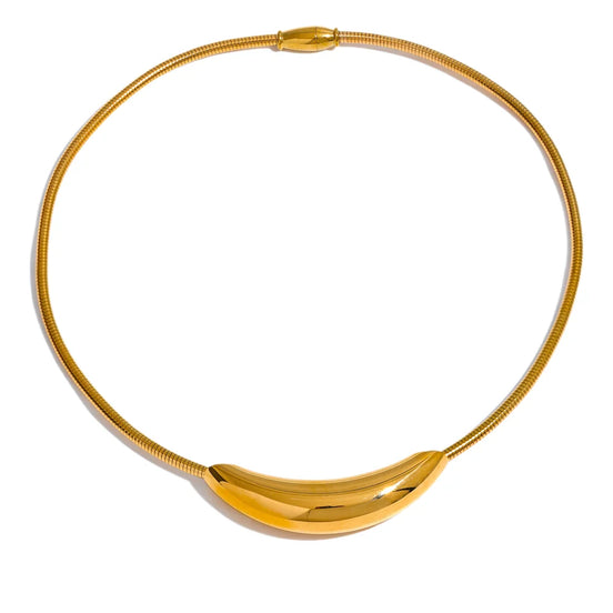 Collier ras-du-cou léger acier inoxydable plaqué or véritable