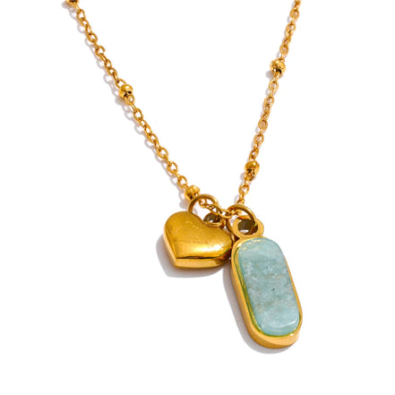 Collier pendentif cœur amazonite