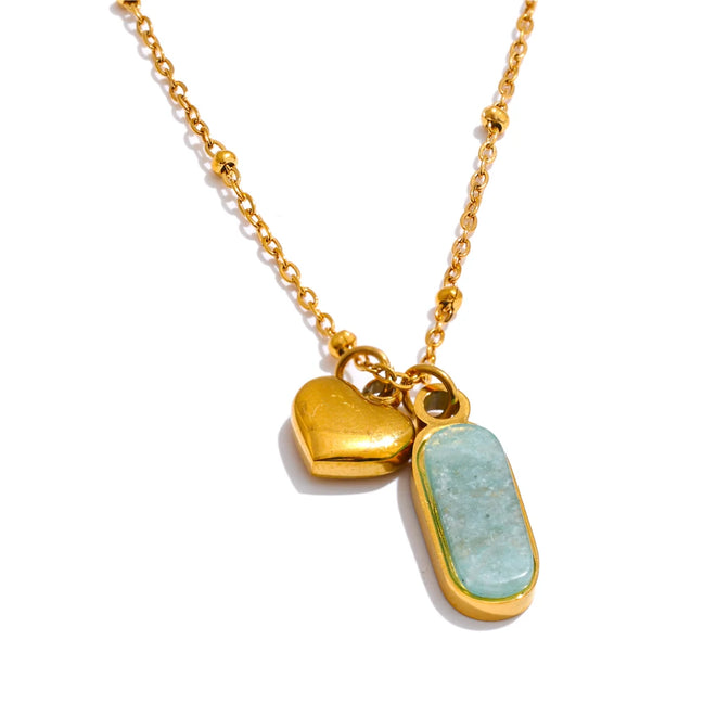 Collier pendentif cœur amazonite