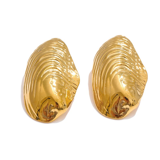 Boucles d'oreilles clous larges plaqué or véritable