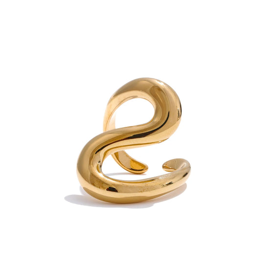 Bague géométrique irrégulière ajustable plaqué or véritable