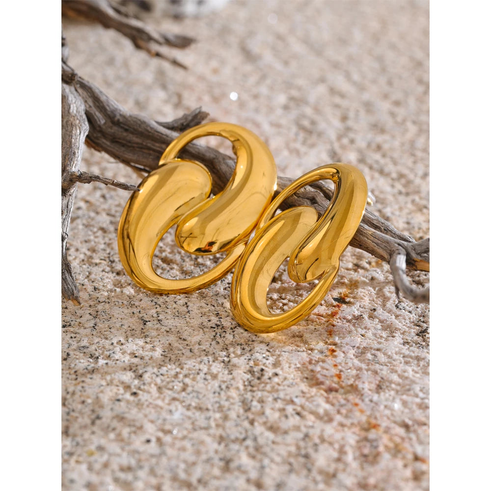 Boucles d'oreilles clous géométriques plaqué or véritable