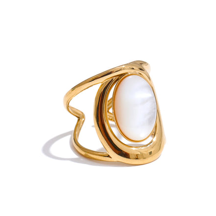 bague ouverte pierre naturelle finition brillante