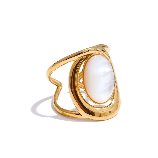 bague ouverte pierre naturelle finition brillante