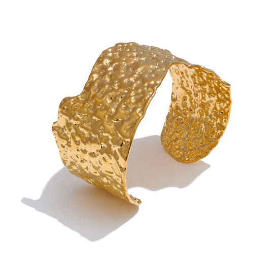 Bracelet manchette large ouverture plaqué or véritable
