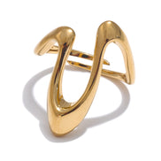 Bague réglable forme U plaqué or véritable