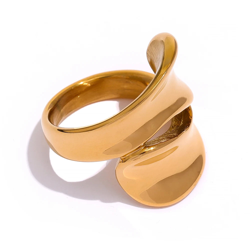 Bague design unique plaqué or véritable