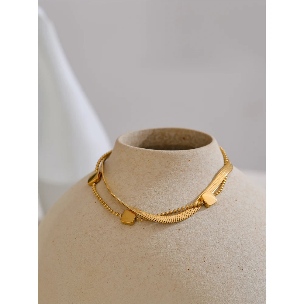 Bracelet manchette chaîne serpent plaqué or véritable