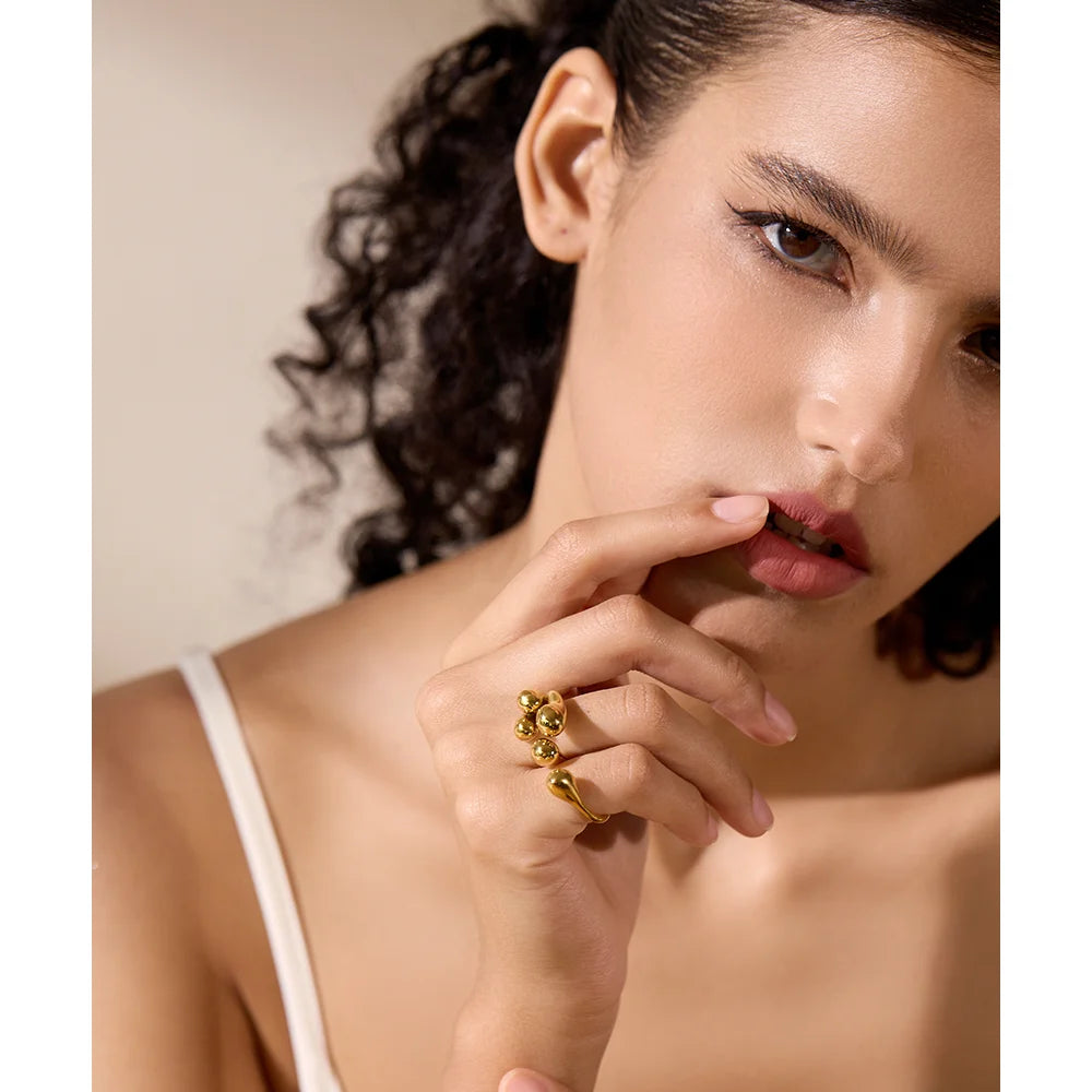 Bague créative individualiste plaqué or véritable