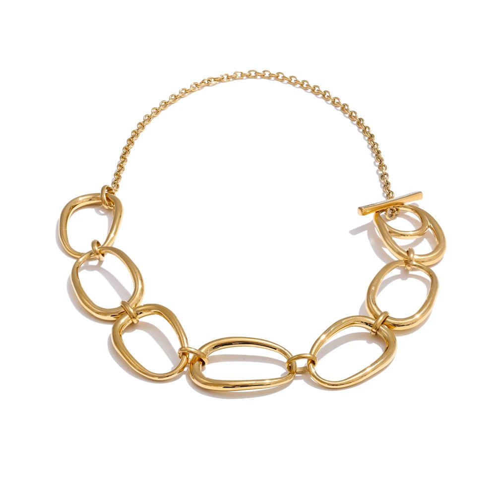 Collier chaîne acier inoxydable poli plaqué or véritable