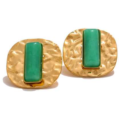 Boucles d'oreilles carrées agate verte naturelle