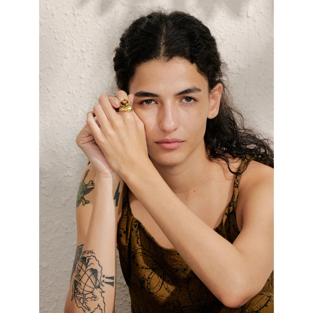 bague œil de tigre goutte d'eau ajustable