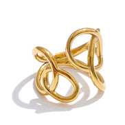 Bague géométrique creuse tendance plaqué or véritable