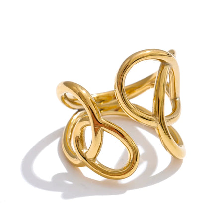 Bague géométrique creuse tendance plaqué or véritable