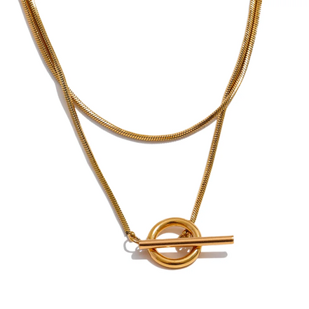 Collier chaîne empilable double couche plaqué or véritable