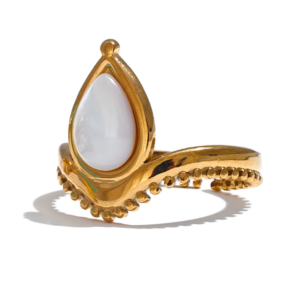 bague amazonite naturelle bleu-blanc ajustable
