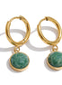 Boucles d'oreilles pendantes rondes jade africain et œil de tigre