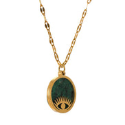 Collier ras du cou œil pierre verte
