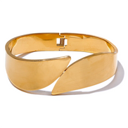 Bracelet large géométrique brillant plaqué or véritable