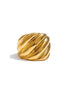 Bague large rayures géométriques plaqué or véritable