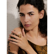 Bague géométrique irrégulière ajustable plaqué or véritable