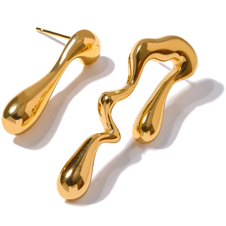 Boucles d'oreilles clous asymétriques plaqué or véritable