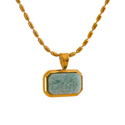 Collier pendentif carré amazonite
