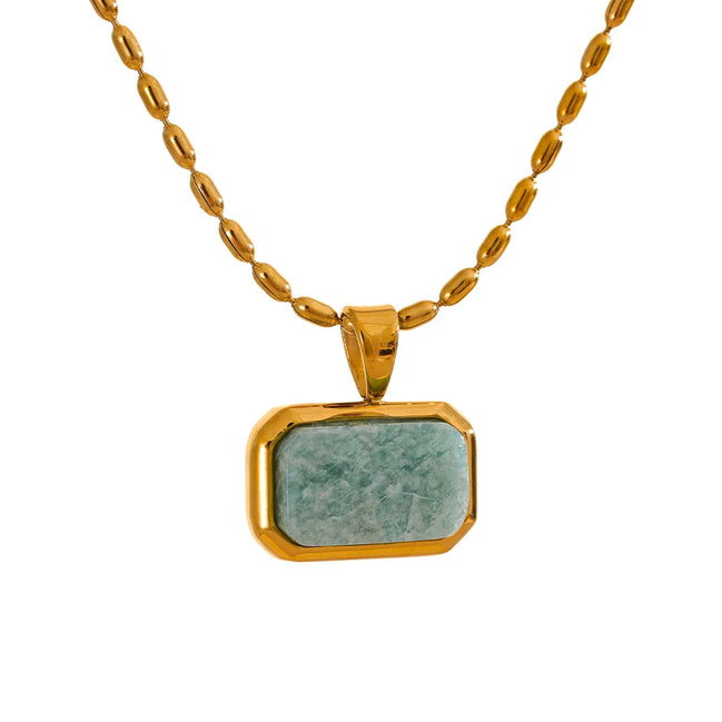 Collier pendentif carré amazonite