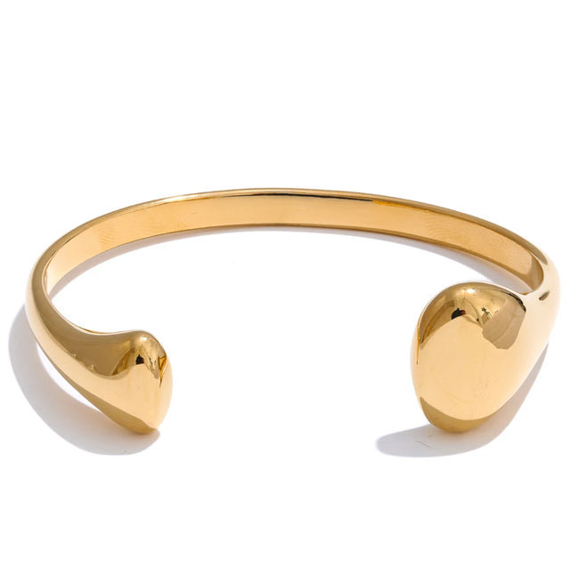 Bracelet manchette hypoallergénique plaqué or véritable