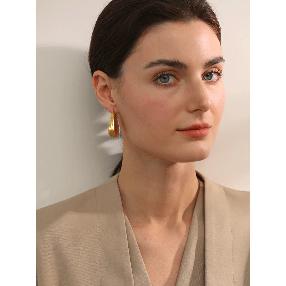 Boucles d'oreilles épaisses géométriques plaqué or véritable