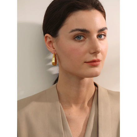 Boucles d'oreilles épaisses géométriques plaqué or véritable