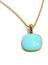 collier pendentif carré couleur bonbon plaqué or véritable