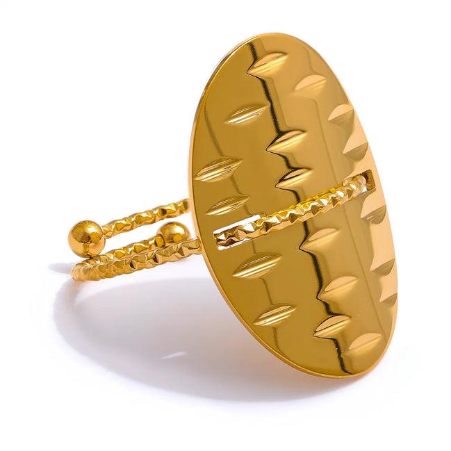 Bague géométrique réglable fine plaqué or véritable