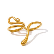 Bague double doigt forme serpent plaqué or véritable